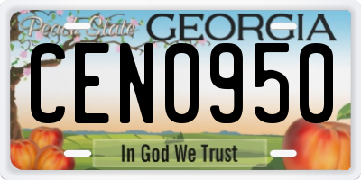 GA license plate CEN0950