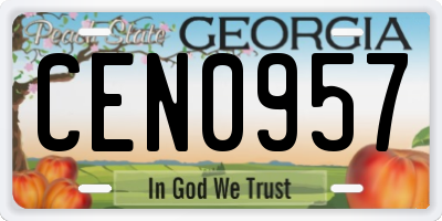 GA license plate CEN0957