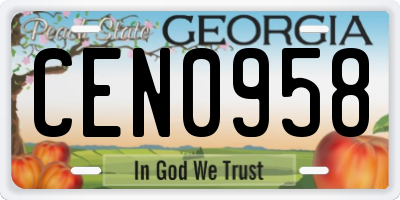 GA license plate CEN0958