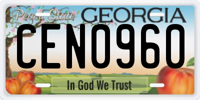 GA license plate CEN0960