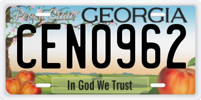 GA license plate CEN0962