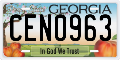 GA license plate CEN0963