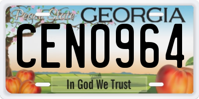 GA license plate CEN0964
