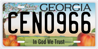 GA license plate CEN0966