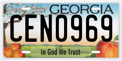 GA license plate CEN0969