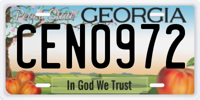 GA license plate CEN0972