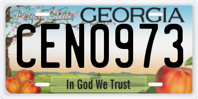 GA license plate CEN0973