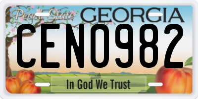 GA license plate CEN0982