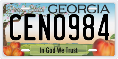 GA license plate CEN0984