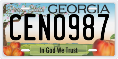 GA license plate CEN0987