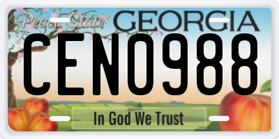GA license plate CEN0988
