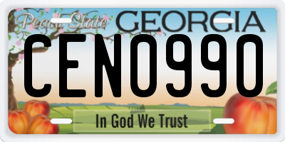GA license plate CEN0990