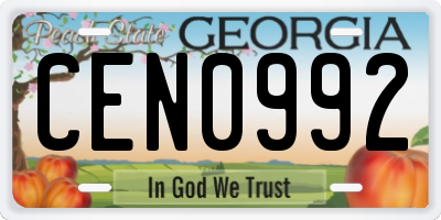 GA license plate CEN0992