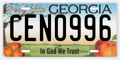 GA license plate CEN0996