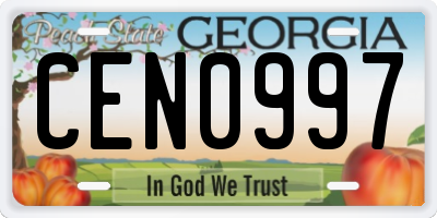 GA license plate CEN0997