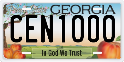 GA license plate CEN1000