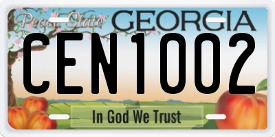 GA license plate CEN1002