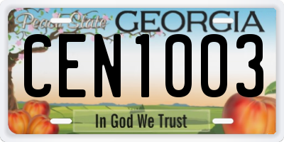 GA license plate CEN1003