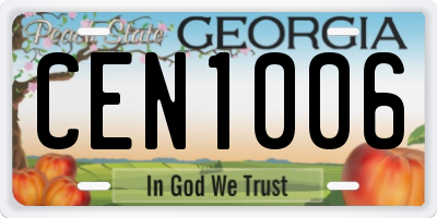 GA license plate CEN1006