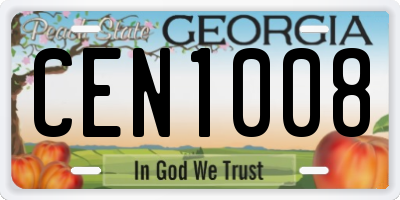 GA license plate CEN1008