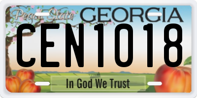 GA license plate CEN1018
