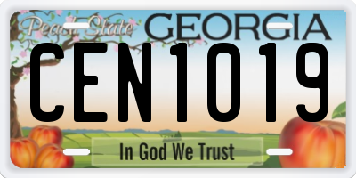GA license plate CEN1019
