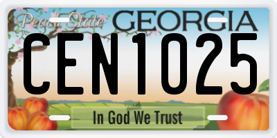 GA license plate CEN1025