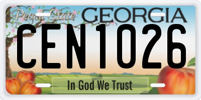 GA license plate CEN1026