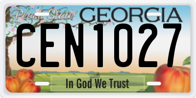 GA license plate CEN1027