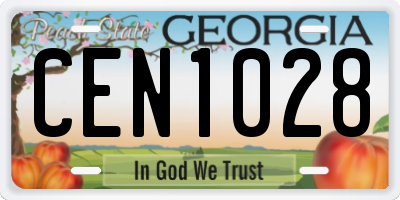 GA license plate CEN1028