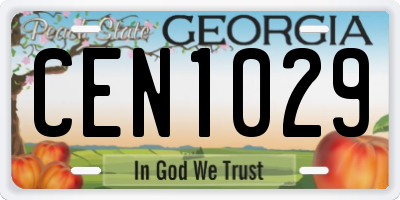 GA license plate CEN1029