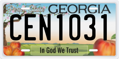 GA license plate CEN1031