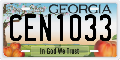 GA license plate CEN1033