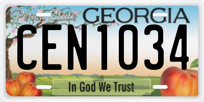 GA license plate CEN1034