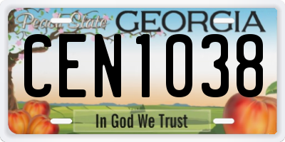 GA license plate CEN1038
