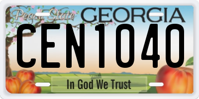 GA license plate CEN1040