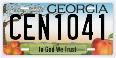 GA license plate CEN1041