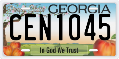 GA license plate CEN1045
