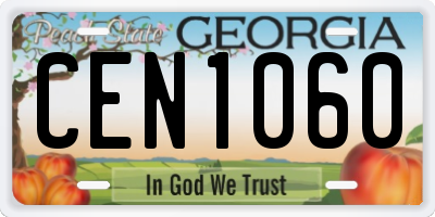 GA license plate CEN1060