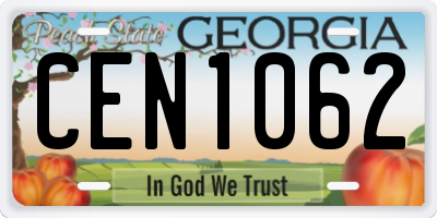 GA license plate CEN1062