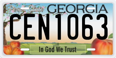 GA license plate CEN1063