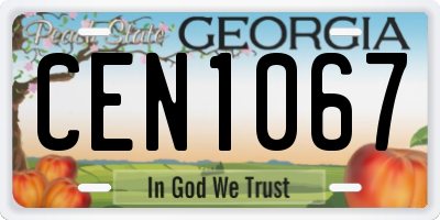 GA license plate CEN1067