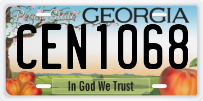 GA license plate CEN1068