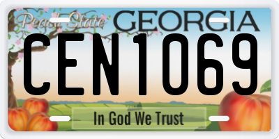 GA license plate CEN1069