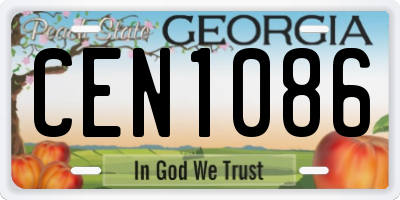 GA license plate CEN1086