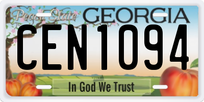 GA license plate CEN1094