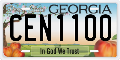 GA license plate CEN1100