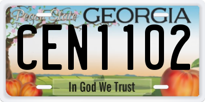 GA license plate CEN1102