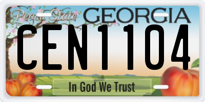 GA license plate CEN1104