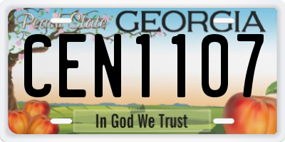 GA license plate CEN1107